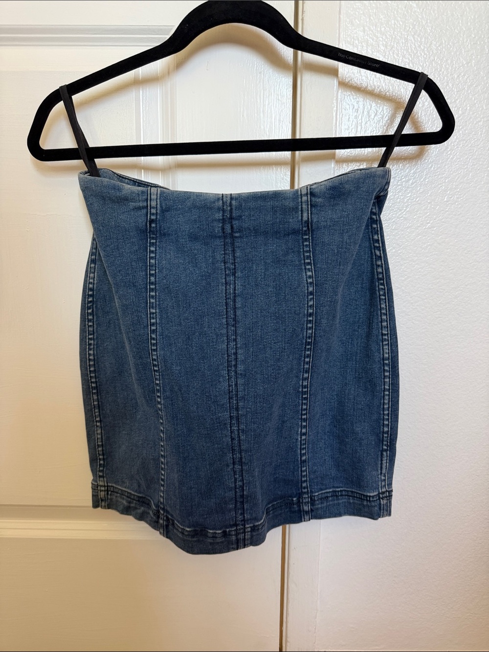 Free People Blue Denim Panel Mini Skirt